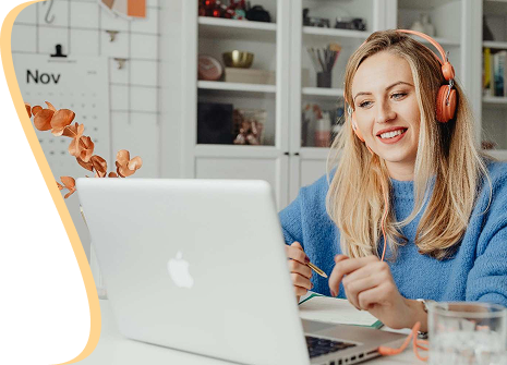 Woman attending a mental wellness webinar